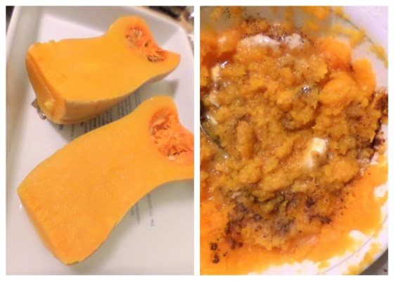 Baked and mashed butternut squash